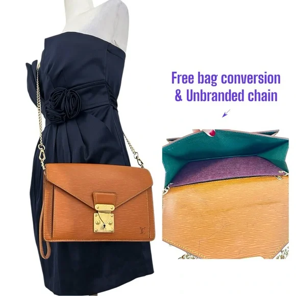 LOUIS VUITTON Epi Leather Sellier Dragonne Women’s Clutch Bag Brown Vintage - Picture 4 of 16